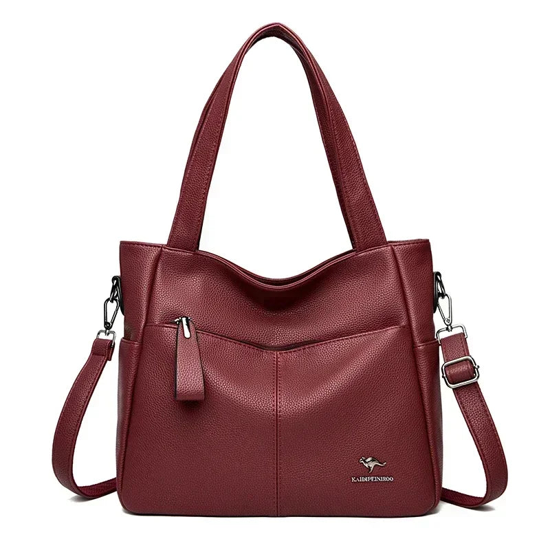 Leather Tote Shoulder Bag for Women – Large Crossbody Handbag