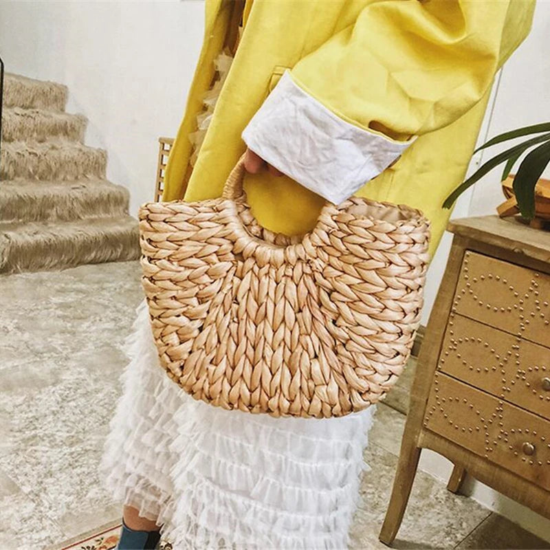 Handwoven Straw Beach Bag – Bohemian Wicker Tote for Women