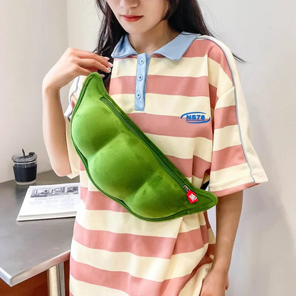 Edamame Plush Crossbody Bag – Cute Novelty Shoulder Bag