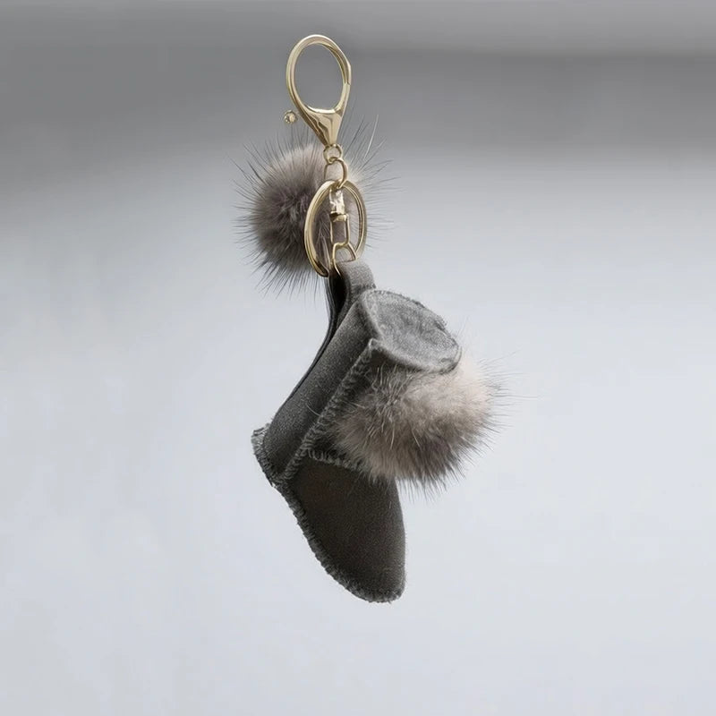 Fluffy Pompom Glove Keychain – Cute Winter Bag Charm