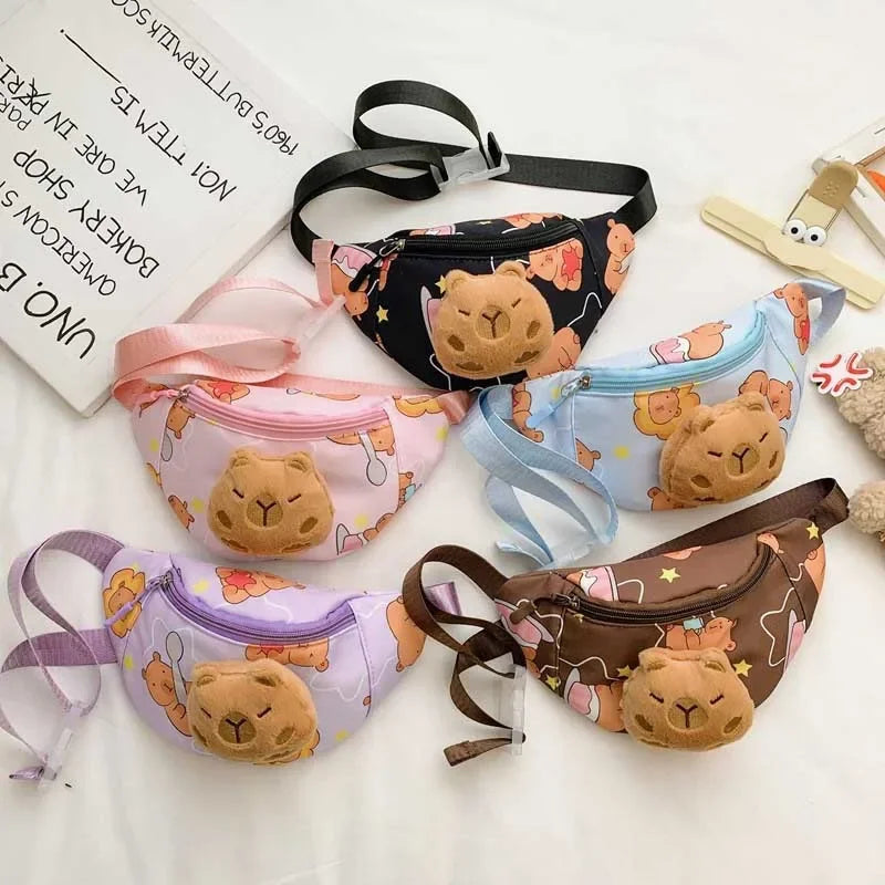 Cute Capybara Kids Fanny Pack – Plush Cartoon Waist Bag