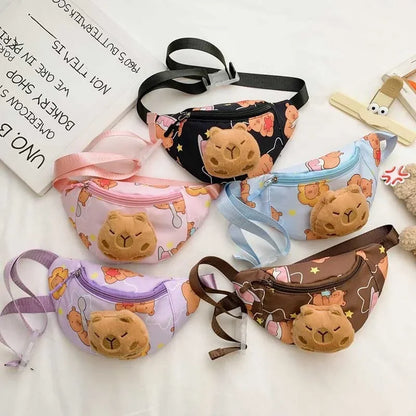 Cute Capybara Kids Fanny Pack – Plush Cartoon Waist Bag