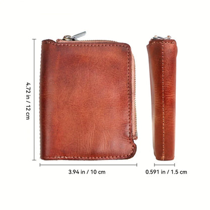 Men's Genuine Leather Zipper Card Holder Wallet