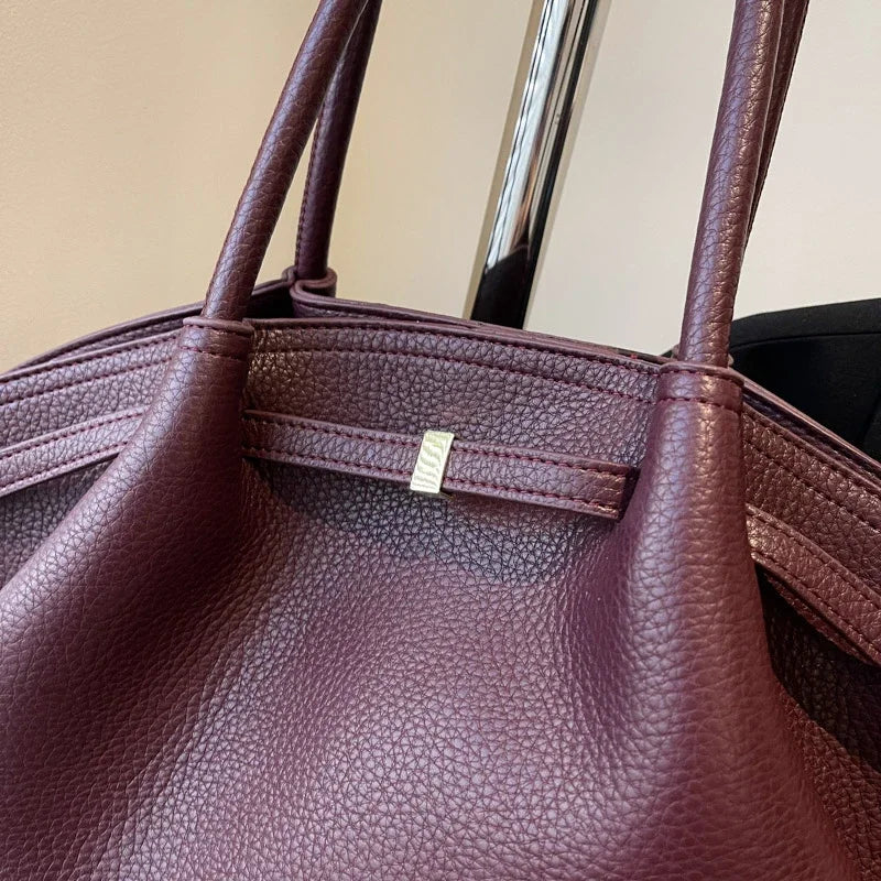 PU Leather Tote Shoulder Bag for Women – Lychee Pattern