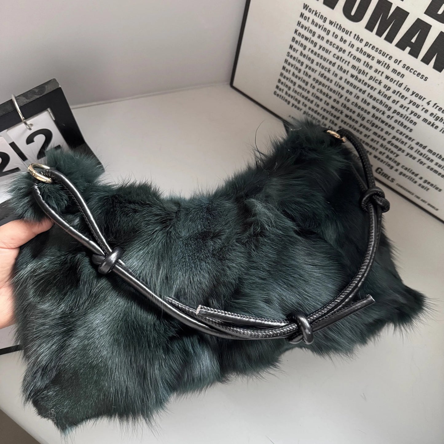 Luxury Europe America Women Real Fox Fur Bag Messenger Chain Shoulder Ladies Tote Handbag Crossbody