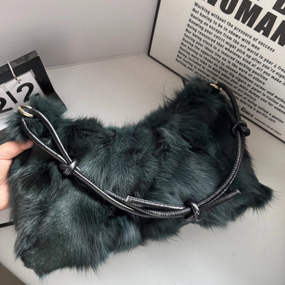 Luxury Europe America Women Real Fox Fur Bag Messenger Chain Shoulder Ladies Tote Handbag Crossbody
