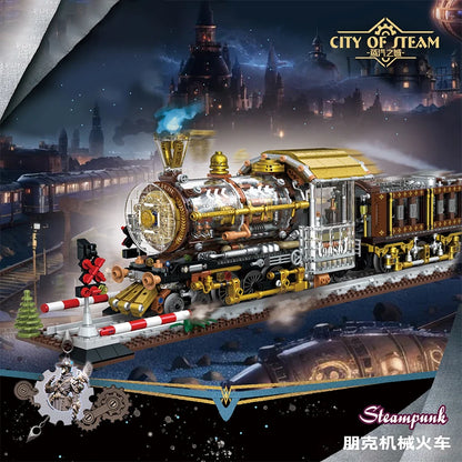 Steampunk Steam Train Building Blocks Set – 1958-Piece MOC Model