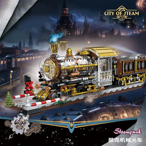 Steampunk Steam Train Building Blocks Set – 1958-Piece MOC Model