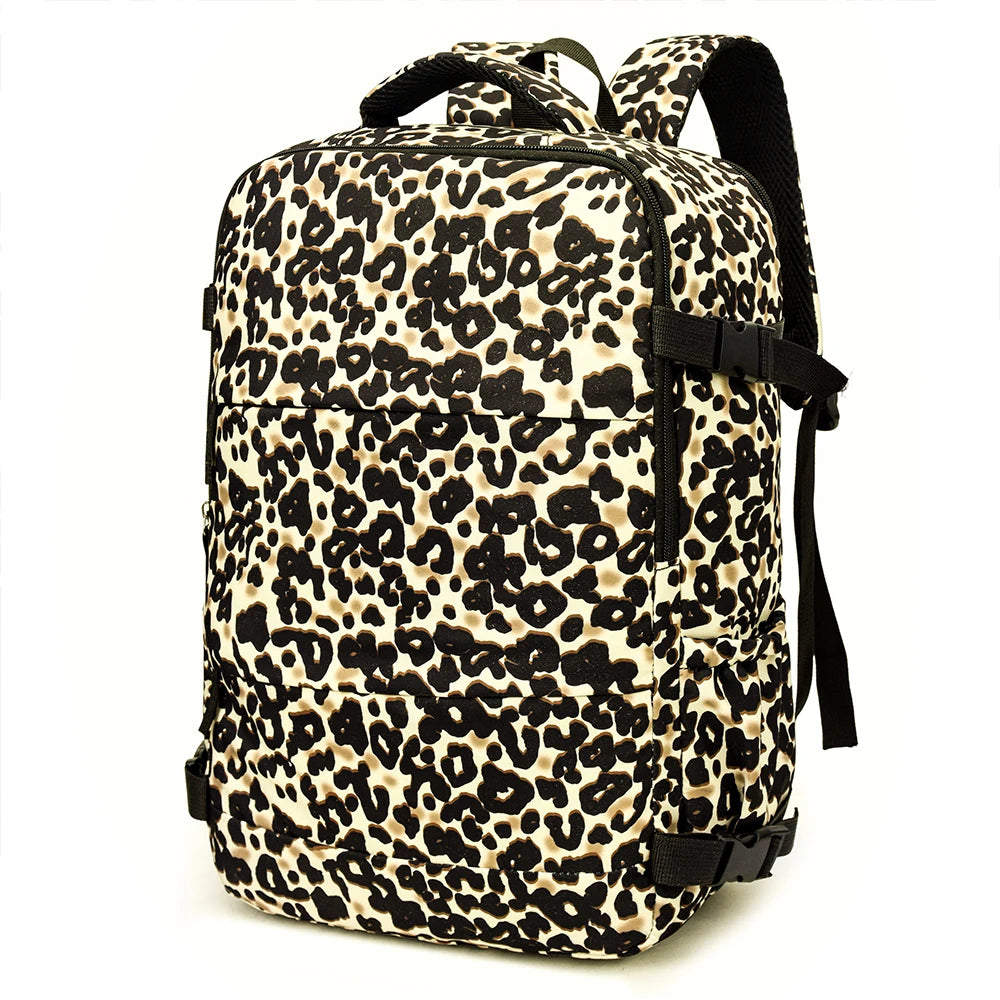 Leopard Print Laptop Backpack Large Capacity Commuter Bag