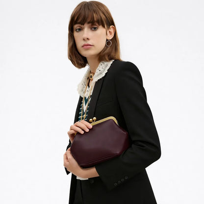 Kisslock Shell Clutch – Luxury Retro Frame Shoulder Bag for Women