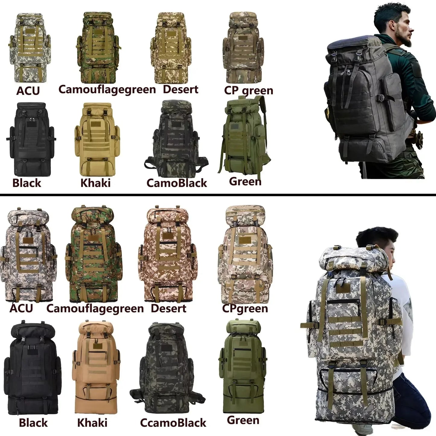 80L/100L Tactical Backpack – Large Hiking & Mountaineering Bag