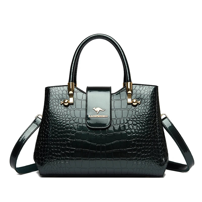 Patent Leather Crocodile Tote Handbag for Women