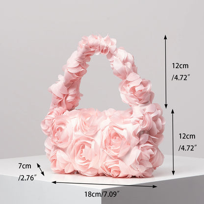Wedding Party Dinner Bag Elegant Rose Handbag Sweet Cute Small Square Bag