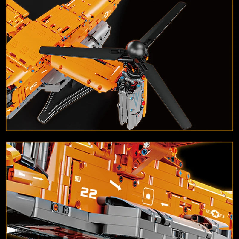 Osprey Tiltrotor Aircraft Building Blocks Set – 1747 Pieces Military Plane Toy