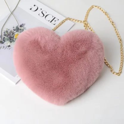 Heart-Shaped Plush Purse – Fluffy Crossbody Bag, Multiple Styles
