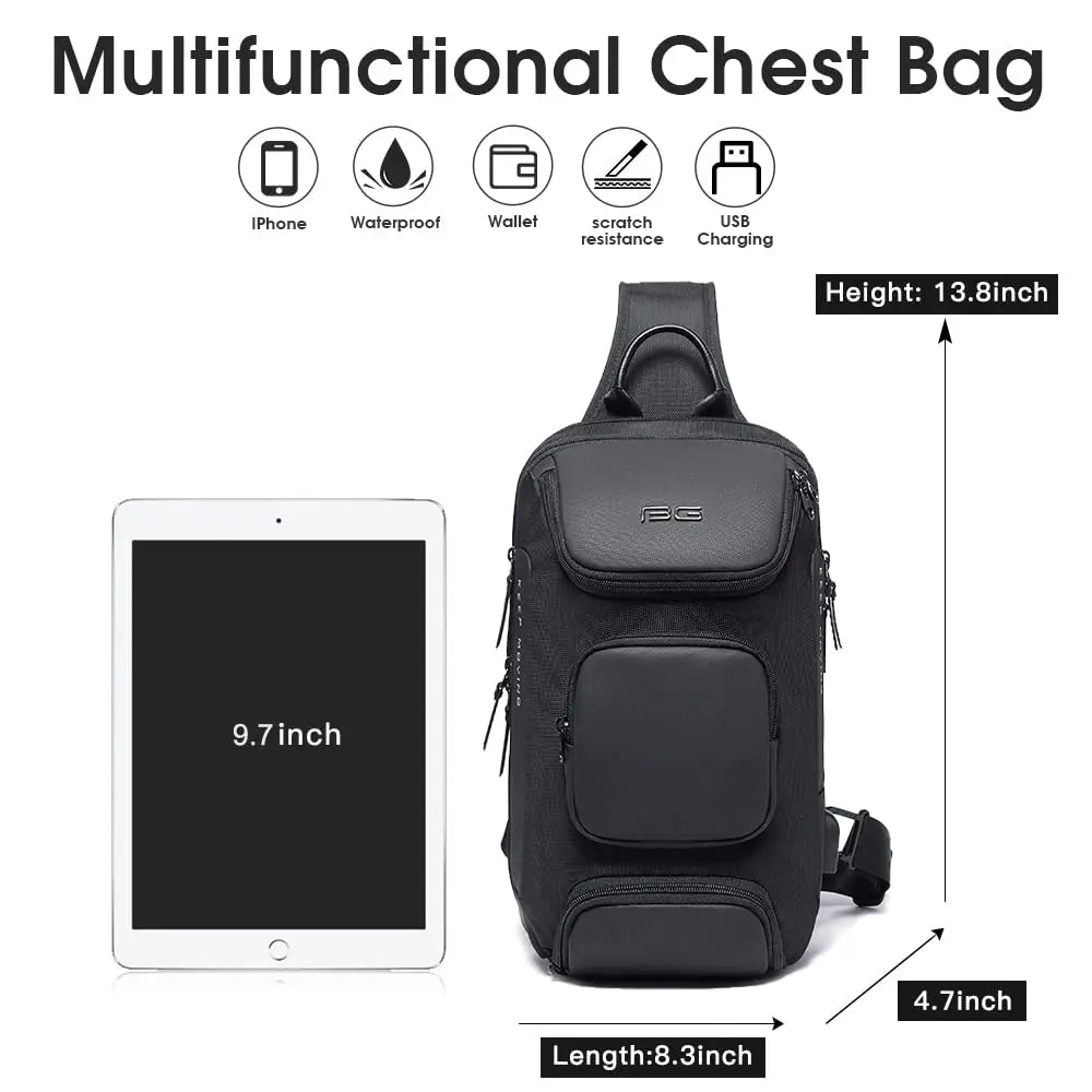 BANGE Men's Anti-Theft Crossbody Sling Bag with USB Charging Port