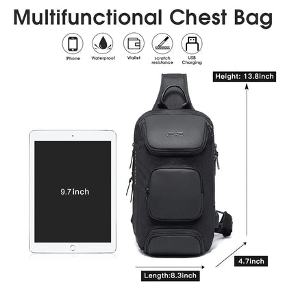 BANGE Men's Anti-Theft Crossbody Sling Bag with USB Charging Port