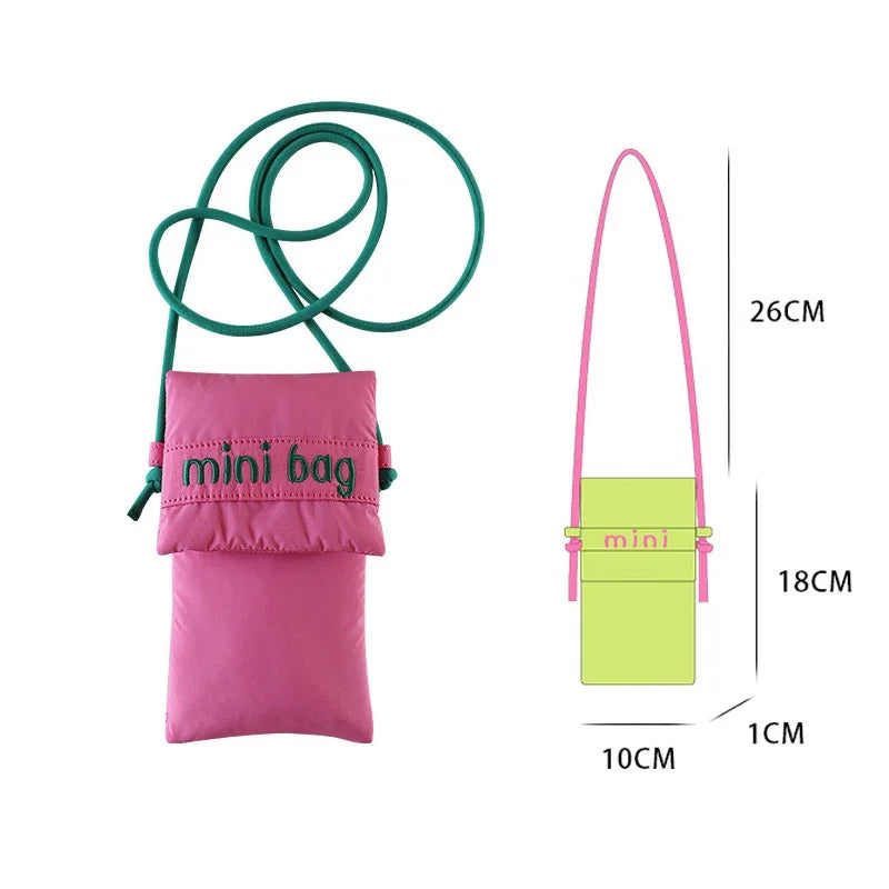 Mini Crossbody Phone Bag – Cute Puffy Fabric Purse
