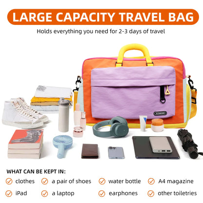 Gym Duffle Bag with Shoe Compartment – Color Block Travel Tote