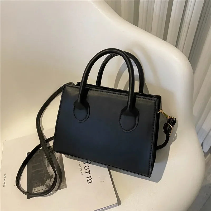 Minimalist Small Square Handbag Top Handle Crossbody Purse for Women