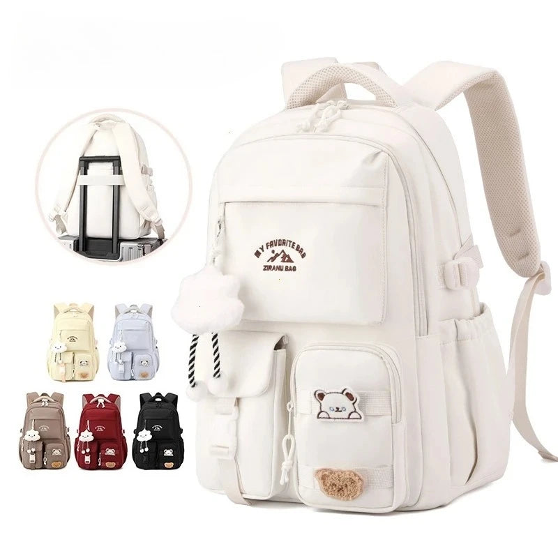 Waterproof Nylon Backpack – Korean Style Women's School & Travel Bag