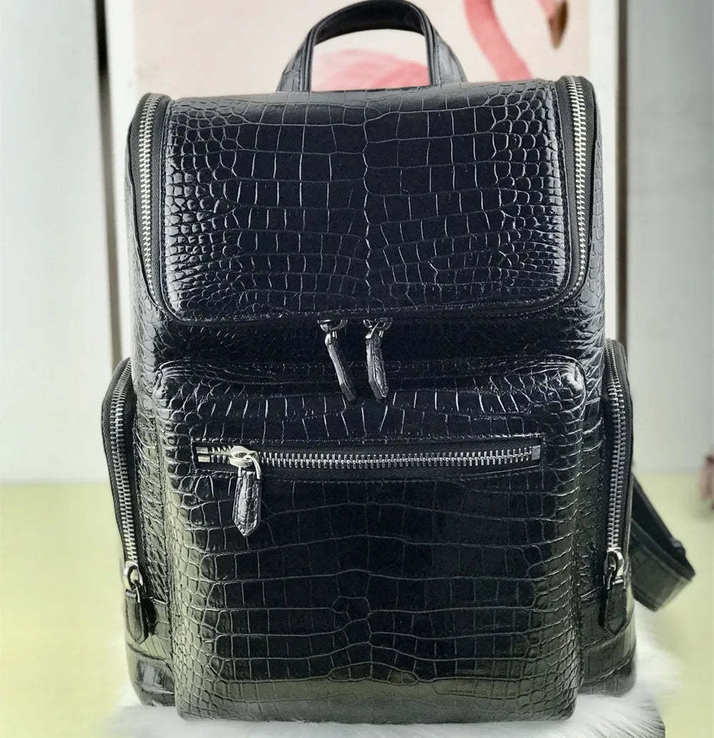 Men's Genuine Crocodile Leather Laptop Backpack
