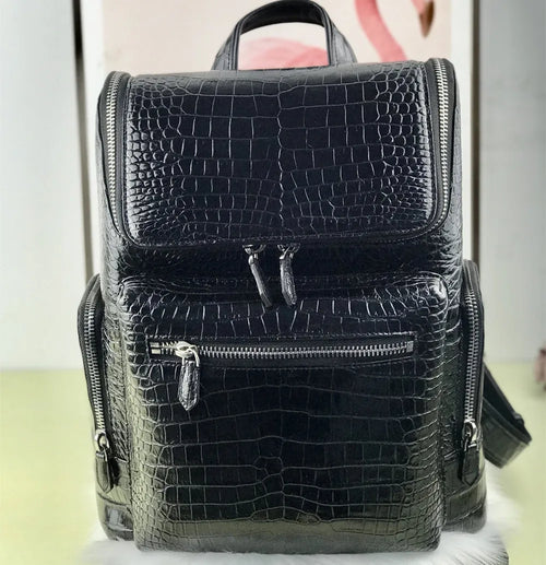 Men's Genuine Crocodile Leather Laptop Backpack