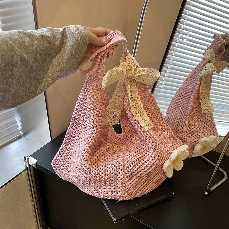 Crochet Tote Bag for Women – Large Knit Shoulder Bag