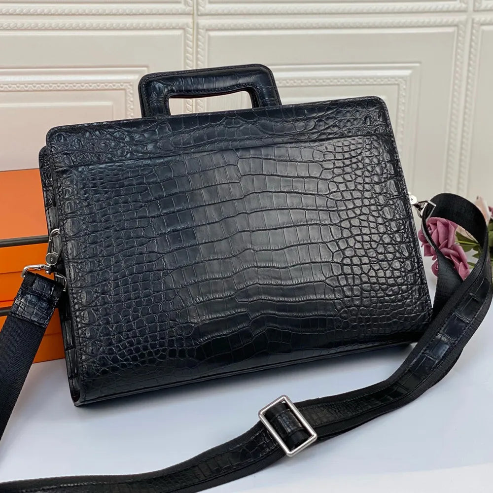 Crocodile Leather Men's Briefcase Laptop Shoulder Bag