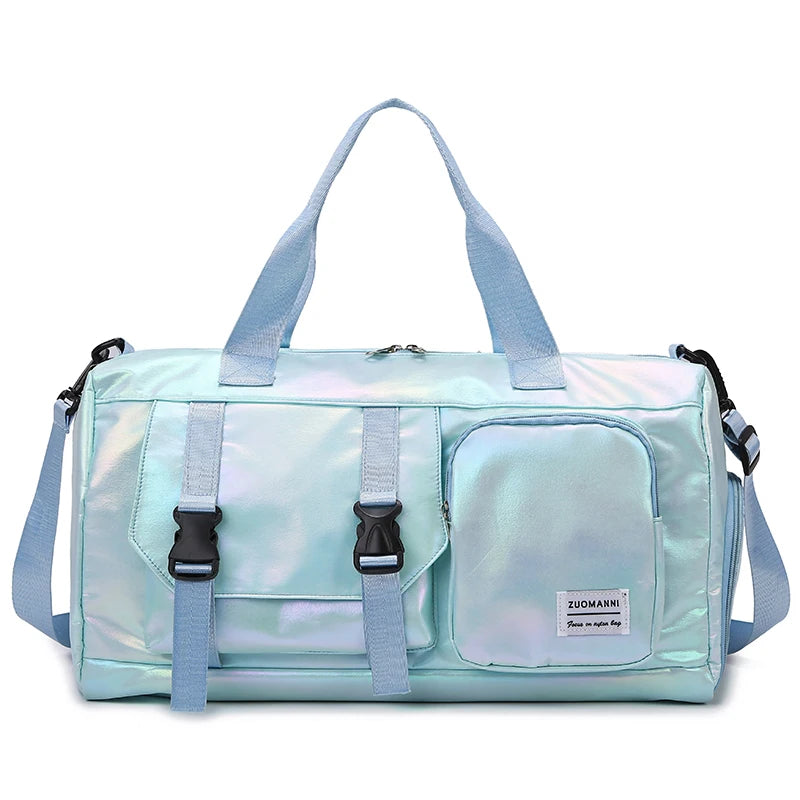 Holographic Duffel Bag – Weekend Travel Bag with Shoe Compartment