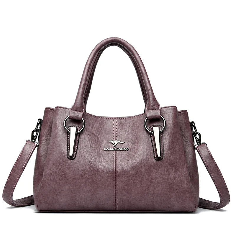 Luxury Soft Leather Handbag for Women – 3-Layer Shoulder Bag
