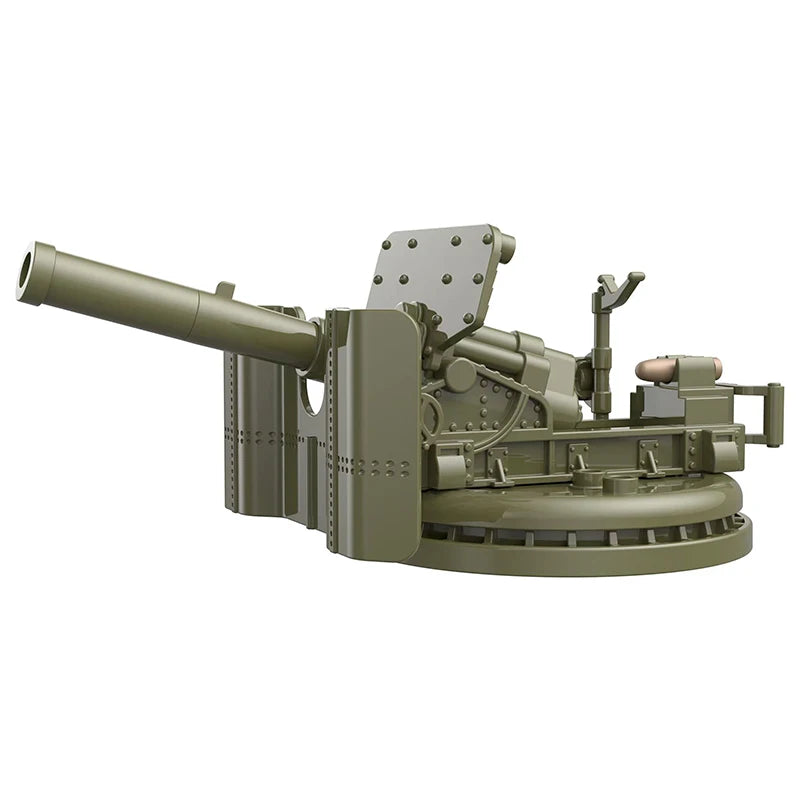 Military Anti-Aircraft Cannon MOC Building Blocks Model – WWII Artillery Brick Kit