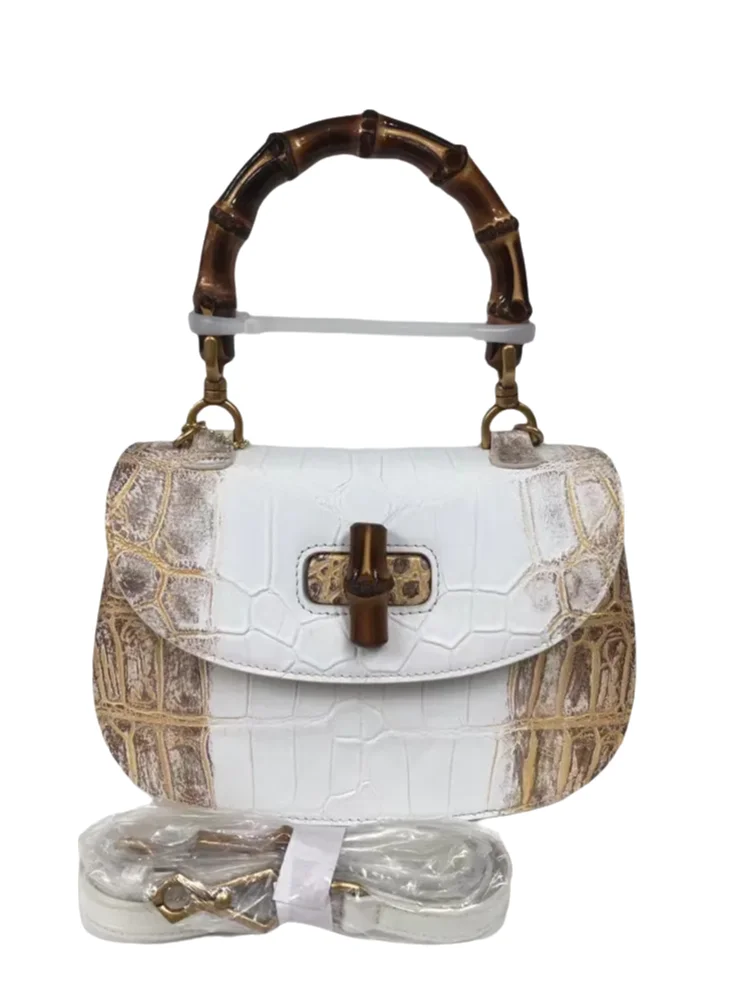 Crocodile Leather Bamboo Handbag – Women's Shoulder & Crossbody Bag
