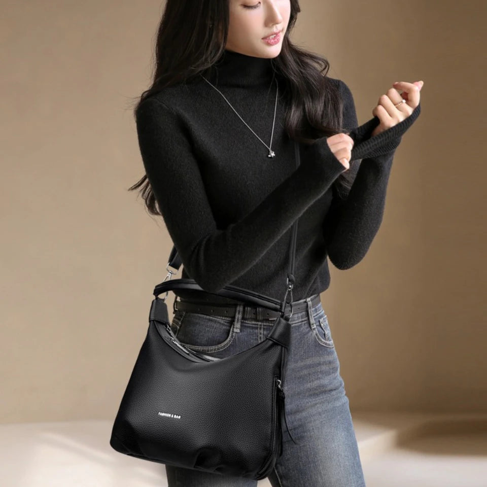 Leather Hobo Shoulder Bag for Women – Crossbody Handbag