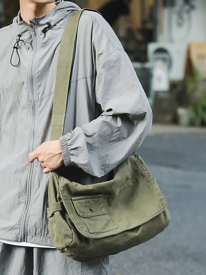 Canvas Crossbody Messenger Bag – Large Capacity Shoulder Bag