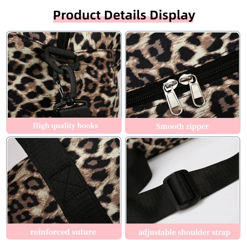Leopard Print Gym Bag with Shoe Compartment – Travel Duffle