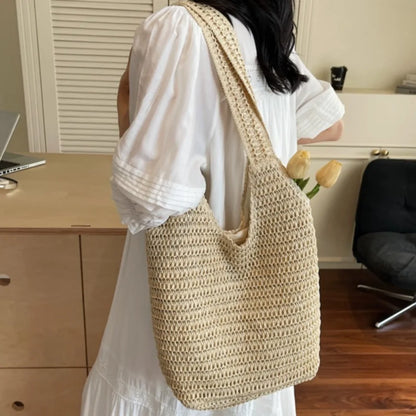 Woven Straw Beach Tote Bag for Women – Large Capacity Shoulder Bag