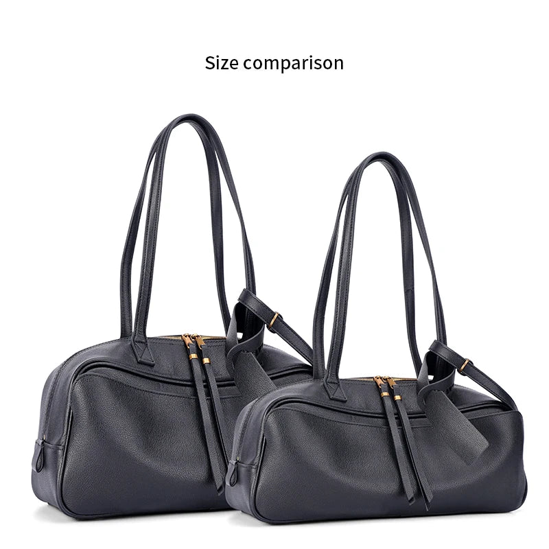 Genuine Leather Tote Bag – Large Capacity Cowhide Shoulder Bag for Women