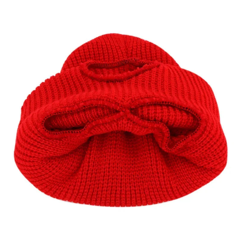 Winter Motorcycle Windproof Full Face Knit Hats Ski Mask Men Warm Wool Balaclava Embroidery Knitted