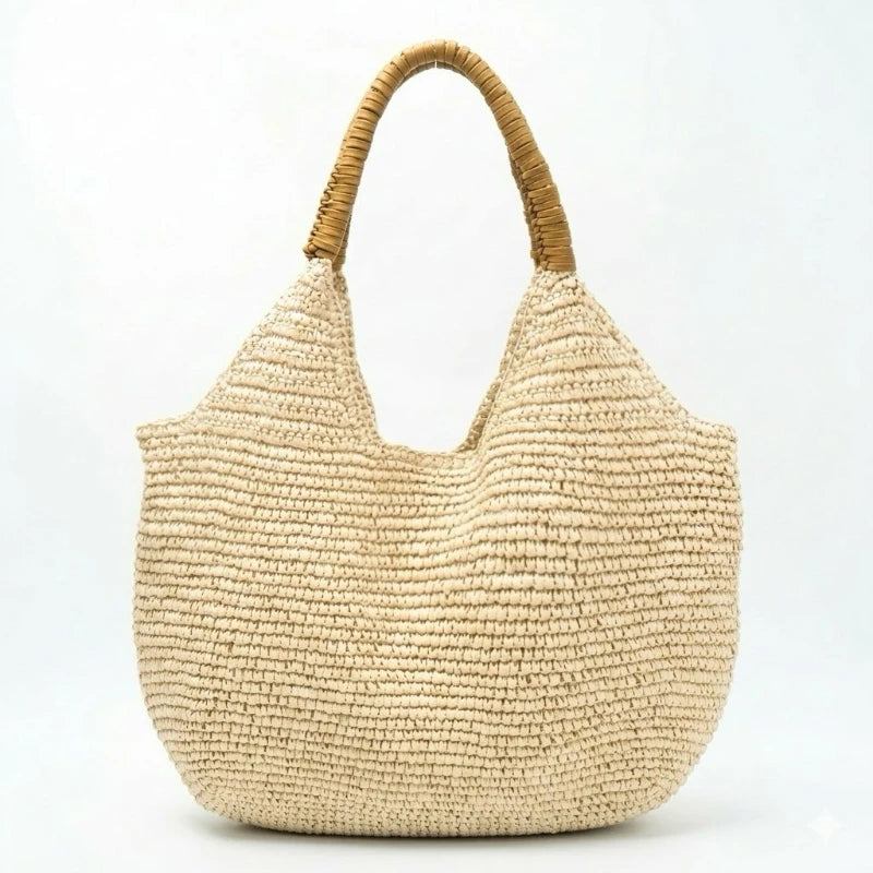 Straw Tote Bag – Handmade Woven Beach Bag for Women