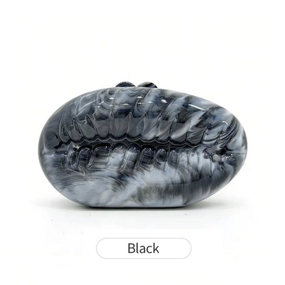 Marble Acrylic Box Clutch – Chain Evening Bag for Wedding & Party