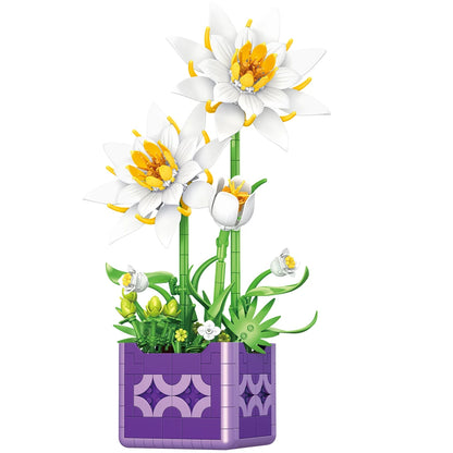 Flower Bouquet Building Blocks – Potted Plant Home Decor Set