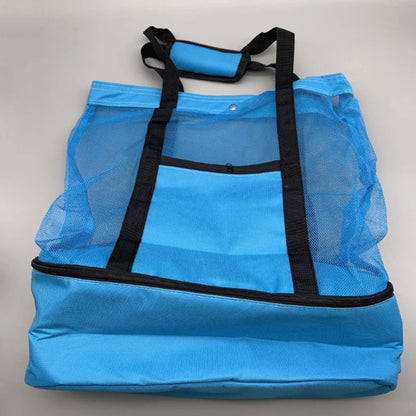 Large Mesh Beach Tote Bag with Waterproof Bottom