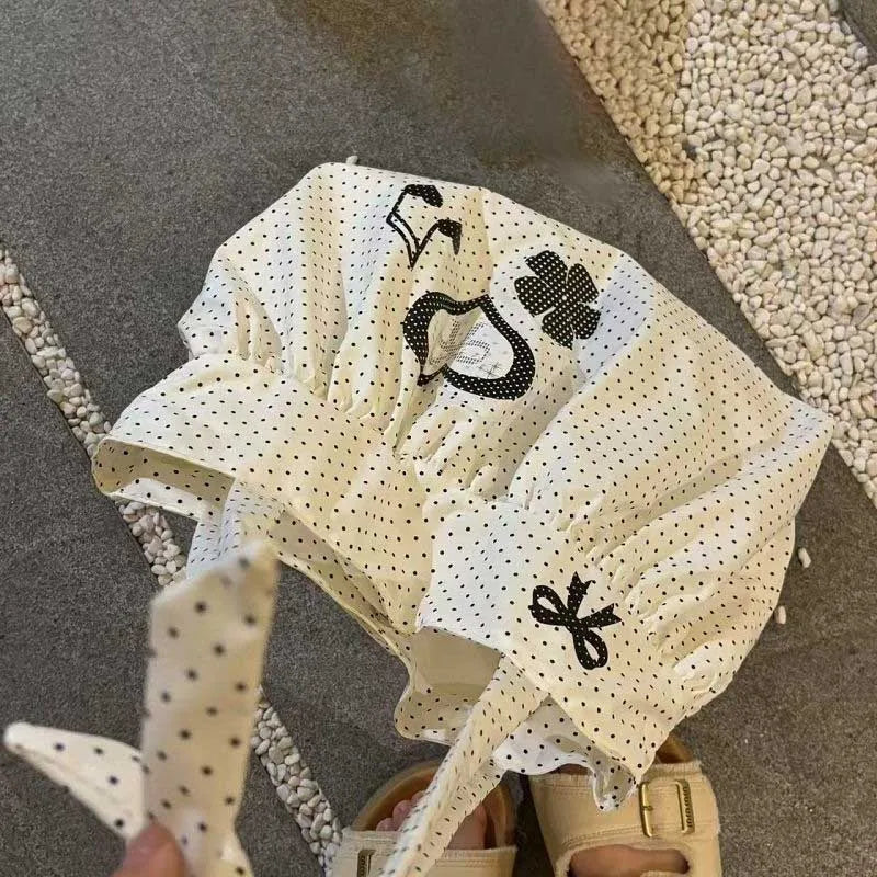 Korean Polka Dot Tote Bag – Cute Bow Shoulder Bag for Women