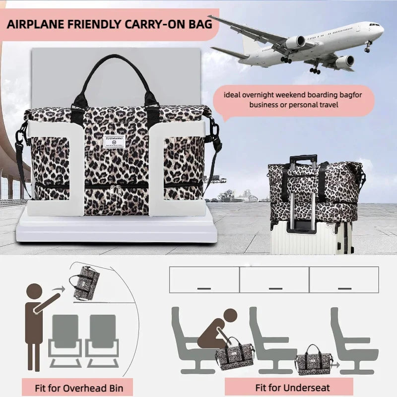 Travel Duffle Bag Set with Shoe Compartment & Cosmetic Pouch