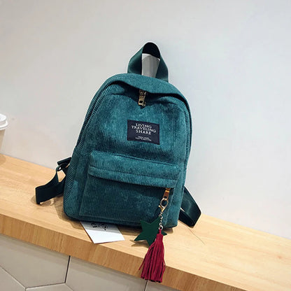 Women's Casual Corduroy Backpack – School & Travel Bag