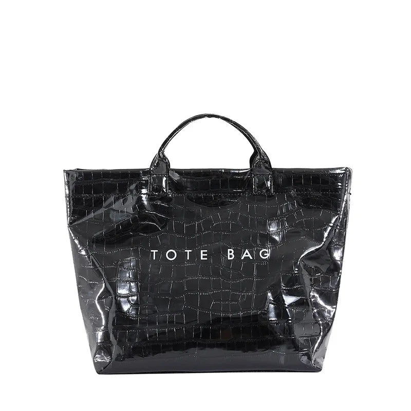 Crocodile Embossed Tote Bag – Large Capacity Luxury Hobo Handbag for Women