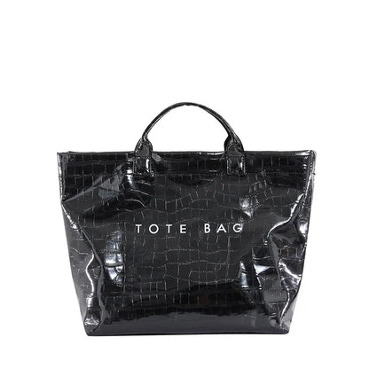 Crocodile Embossed Tote Bag – Large Capacity Luxury Hobo Handbag for Women