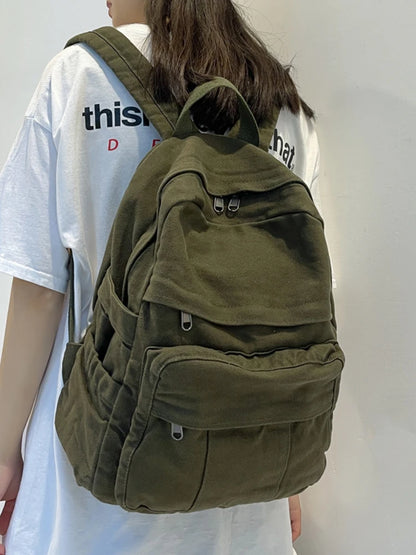 Canvas Women's Backpack – Large Capacity Vintage School Bag
