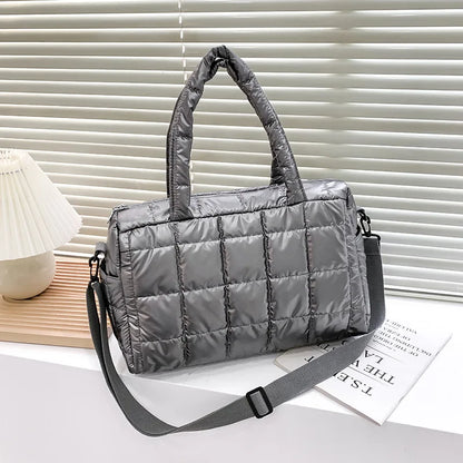 Quilted Puffer Tote Bag – Women's Nylon Crossbody Shoulder Bag
